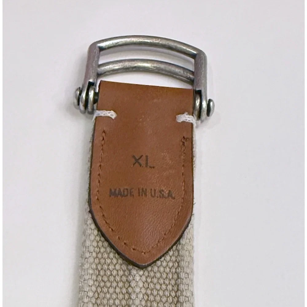 NEW JOHNNIE-O MENS LIGHT KHAKI BRENTWOOD WASHED CANVAS D-RING BELT GOLF SZ XL